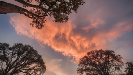 Low-angle shot of a sky with trees
