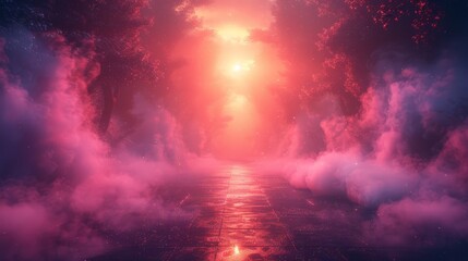 Abstract neon light, fluorescent glow of neon lights, illustration of exhibition background.