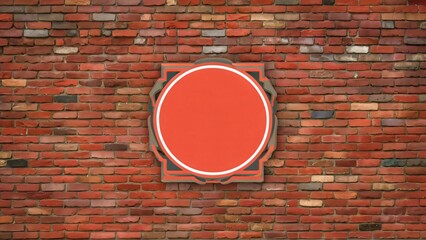 Red brick wall background with sign