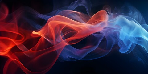 Fototapeta premium Mesmerizing Abstract Visual Display of Vibrant Red, Orange, and Blue Smoke. Concept Abstract Art, Colorful Smoke, Visual Display, Mesmerizing Effect