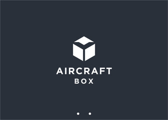 airplane box logo design vector silhouette illustration