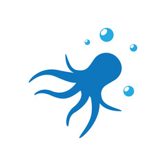 swimming octopus animal logo design