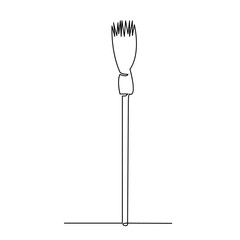 continuous single drawn one line of broom for witch hand-drawn picture silhouette. Line art. Halloween Holiday