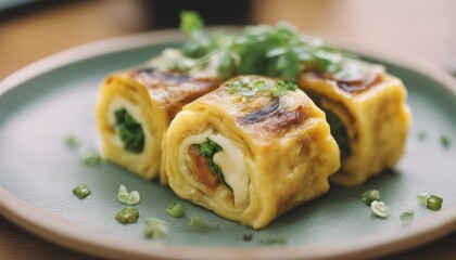 View of delicious Japanese Rolled Omelette Tamagoyaki