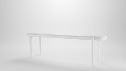 Aesthetic wooden long bench premium photo 3d render