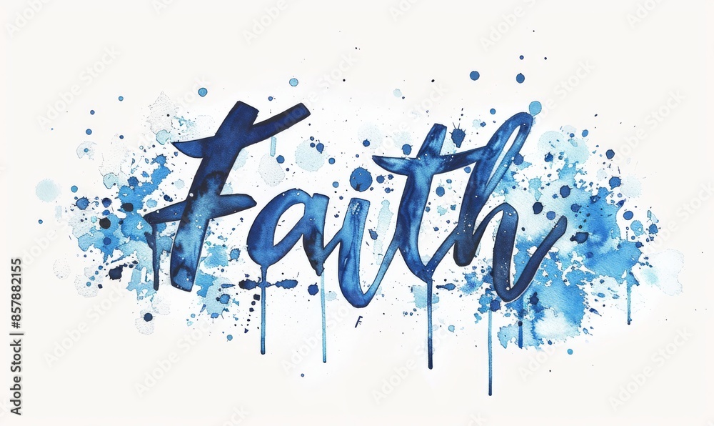 Wall mural Faith - modern calligraphy lettering text on grunge splash background