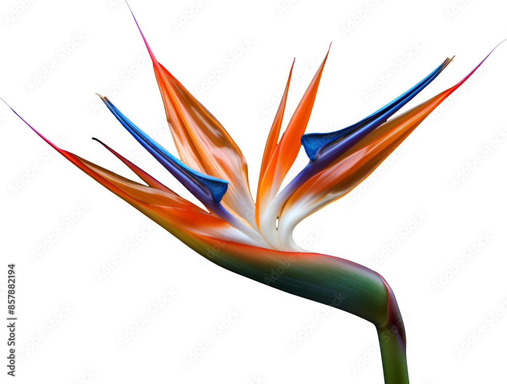 Poster bird of paradise flower isolated on white or transparent background,transparency