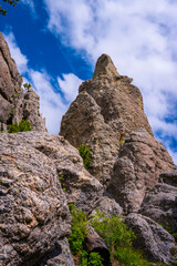 Needles Highway Landscape at Custer State Park in Black Hills Country, South Dakota: Dramatic granite rock formations with incredible views