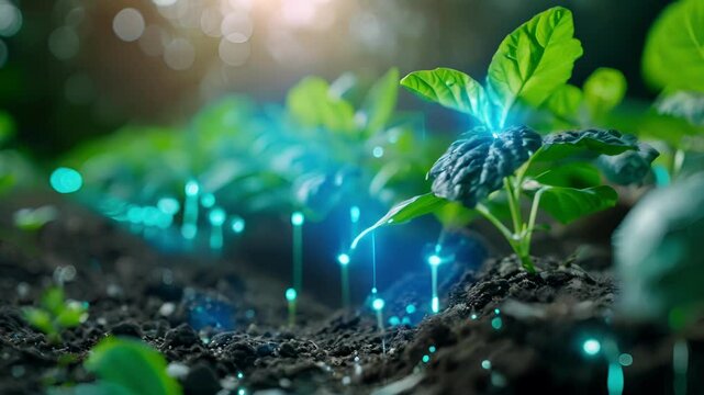 Soil moisture probes p at different depths provide data for precise irrigation scheduling.