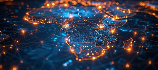 Digital Map of Africa Representing Global Network