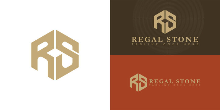 Abstract initial hexagon letters RS or SR logo in gold color isolated on multiple background colors. The logo is suitable for wealth management company logo vector design illustration inspiration