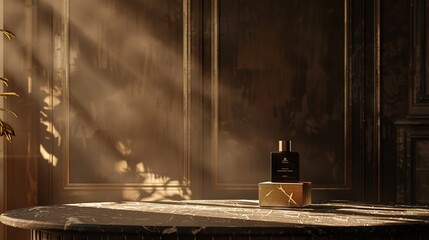 Elegant Gold Table Creating a Luxurious Atmosphere with Depth and Soft Illumination, Perfect for Commercial Photography or Advertising