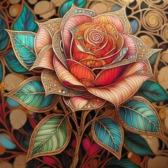 Magnifique rose en style art inspir&eacute; du Zentangle