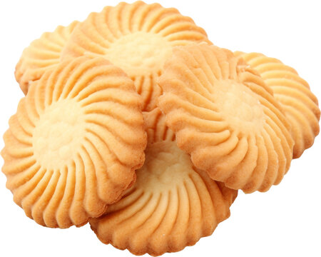 butter cookies isolated on white or transparent background,transparency 