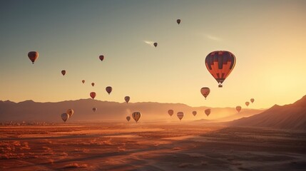 Naklejka premium A colourful hot air balloon floating