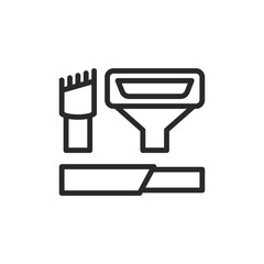 Vacuum cleaner attachments, linear style icon. vacuum accessories, cleaning tools, or versatile cleaning. Editable stroke width.