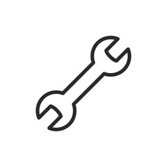 Wrench, linear style icon. Tool for tightening or loosening bolts. Editable stroke width