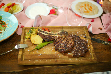 meat and vegetables on the table