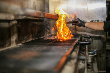 blacksmith working in the furnace