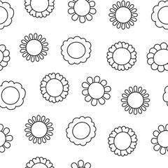 Bud flower plant. Seamless pattern. Coloring Page. Nature and spring. Hand drawn style. Vector drawing. Design ornaments.