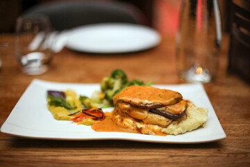 grilled chop with vegetables