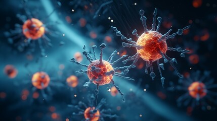 Close-Up of Viral Pathogens Displayed Under a Microscope