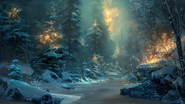 The ethereal lights floated through the forest like ethereal sprites casting an otherworldly glow over the wintery landscape.