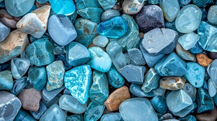 Smooth Blue Sea Glass Stones