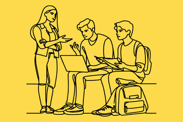 some pepole useing laptop and discus abour project.