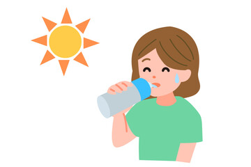 水分を補給する女性