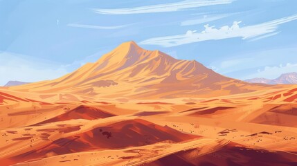 Fototapeta premium Smooth sand dune undulations contrasts with the jagged mountains beyond