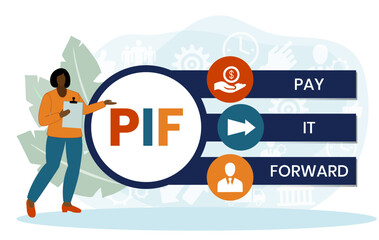 PIF - Pay It Forward acronym. business concept background. vector illustration concept with keywords and icons. lettering illustration with icons for web banner, flyer