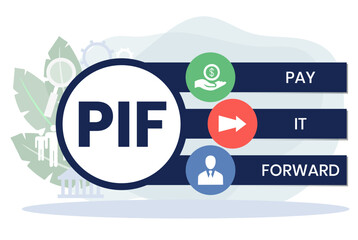 PIF - Pay It Forward acronym. business concept background. vector illustration concept with keywords and icons. lettering illustration with icons for web banner, flyer