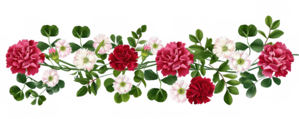 Carnation Garland with Daisies and Clover
