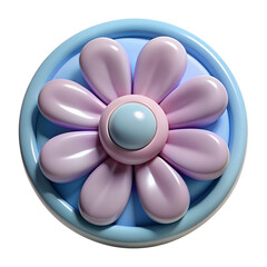 Stylized 3D flower illustration with pastel pink and blue petals, perfect for design projects, backgrounds, and artistic creations.