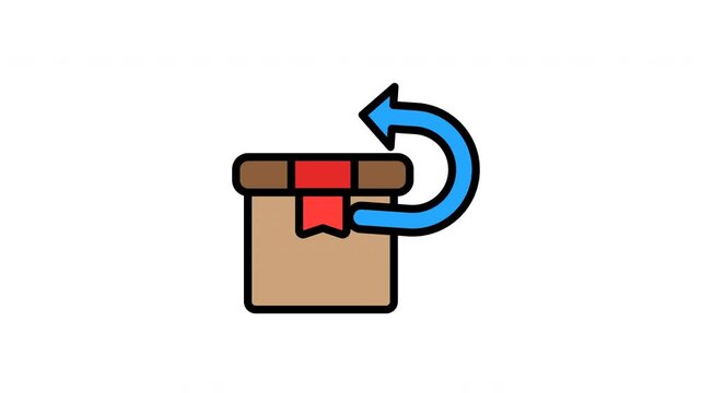 Animated package return filled line icon on transparent background, ecommerce animation, 4k video motion graphic with alpha channel, use for web design, mobile apps, ui design