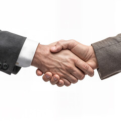 Successful Business Handshake Between Two Professionals on Solid White Background