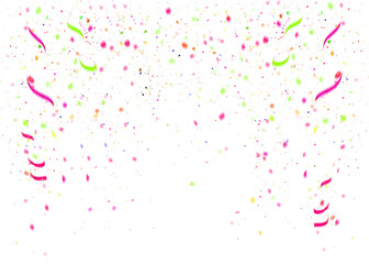 Fototapeta premium Confetti falling down isolated on transparent background. Rainbow color gold confetti PNG. Create birthday and party decoration concept. banner, poster, flyer,