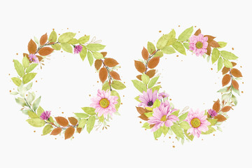 beautiful floral wreath and leaves design