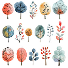 Vintage seamless pattern with autumn trees and colorful leaves for wallpapers and decorations