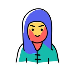 Fototapeta premium linear portrait of a woman. linear people of different colors, in different clothing styles and ages