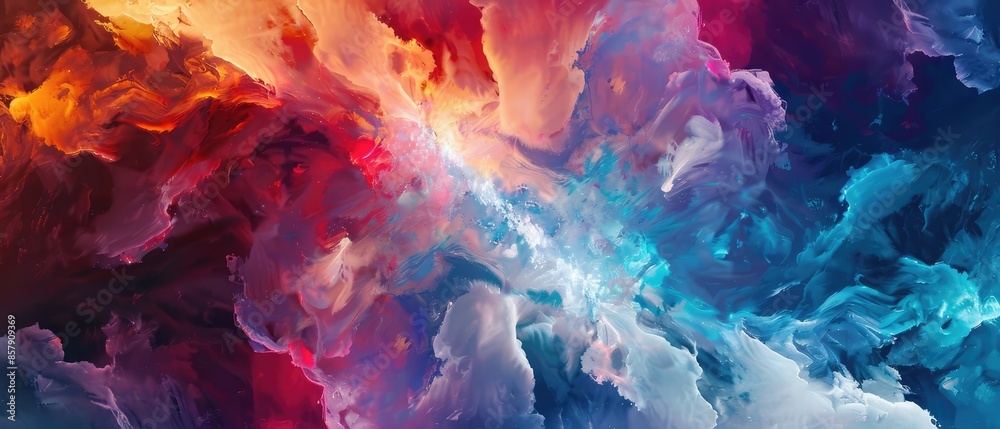 Canvas Prints ethereal abstract composition featuring a vibrant fractal background with a fantasy universe of colo