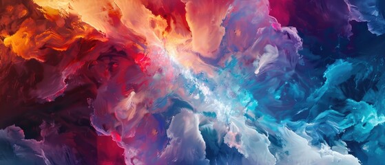 ethereal abstract composition featuring a vibrant fractal background with a fantasy universe of colorful cosmos