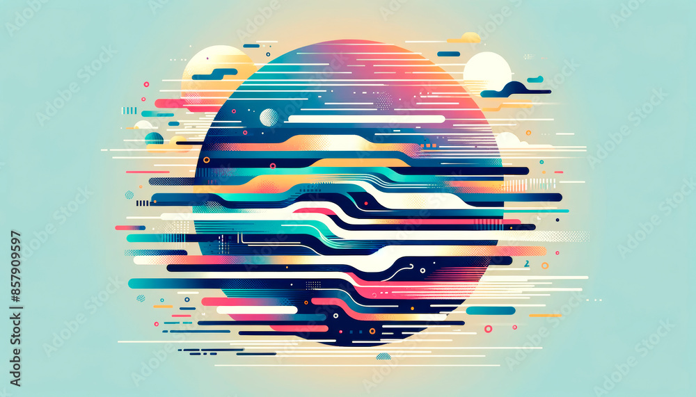 Aufkleber abstract colorful geometric shapes on a digital art style background, concept of technology. generat