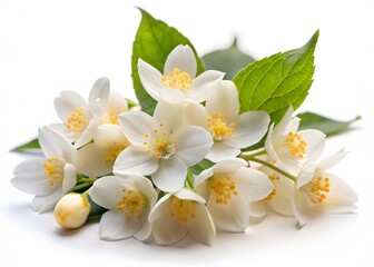 Fototapeta premium A Beautiful Bouquet Of Jasmine Flowers Isolated On A White Background.