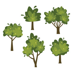 tree cartoon set vector illustration