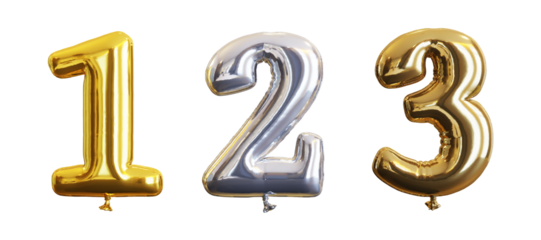 inflated anniversary balloons numbers one two three