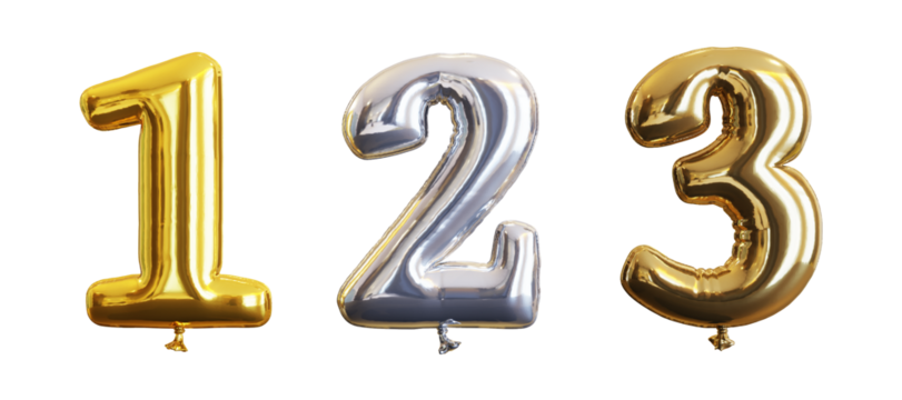 inflated anniversary balloons numbers one two three