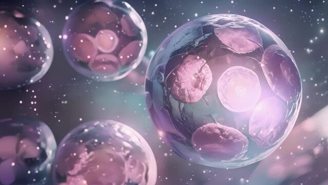 A microscopic animation of the steps involved in somatic cell nuclear transfer from the isolation of the nucleus to the fusion with an oocyte.