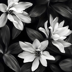 Fototapeta premium black and white flowers. Generative AI